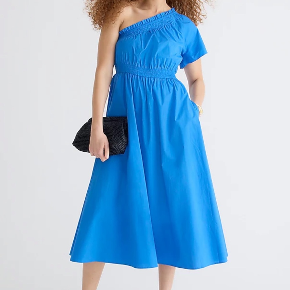 NWOT Smocked one-shoulder dress in cotton